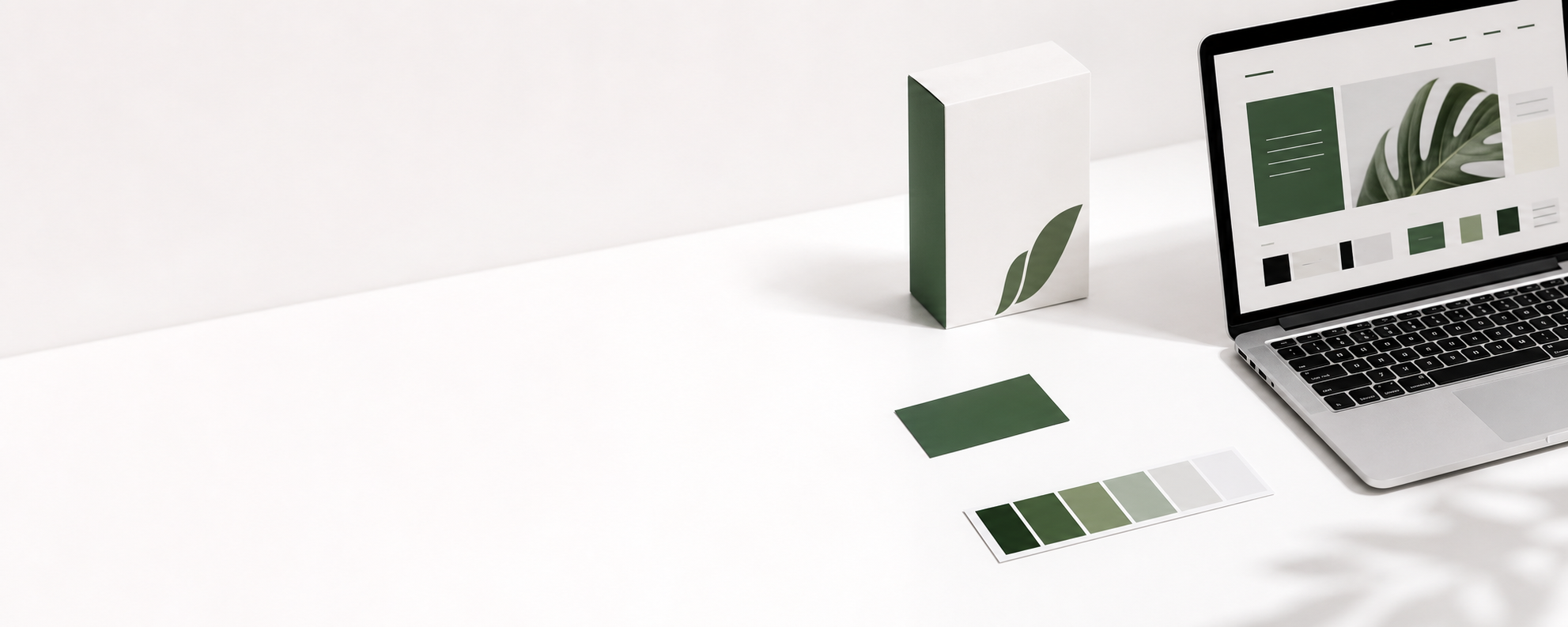 Minimal Popganic product banner with natural packaging and green brand details on white